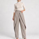 Wrap-Front Barrel Trousers – Taupe