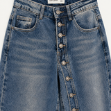 Wijde jeans met knopen over de hele pijp – dames