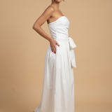 Witte Off-Shoulder Jurk met Kant, Overslagdetail & Striksluiting