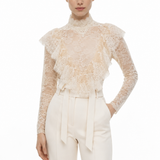 Beige Blouse met Ruches