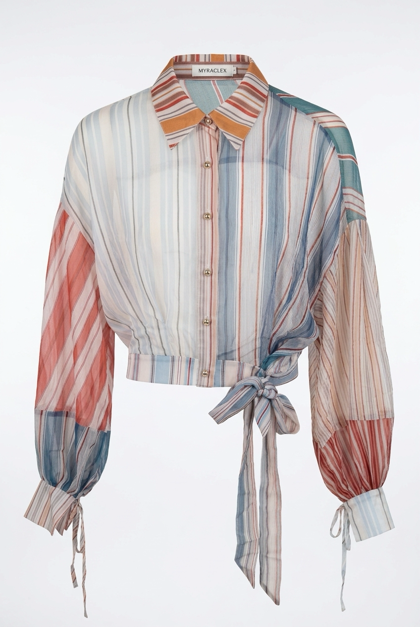 Pastel Gestreepte Wrap Blouse