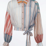 Pastel Gestreepte Wrap Blouse