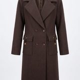 Lange Donkerbruine Trenchcoat met Ceintuur