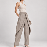 Wrap-Front Barrel Trousers – Taupe