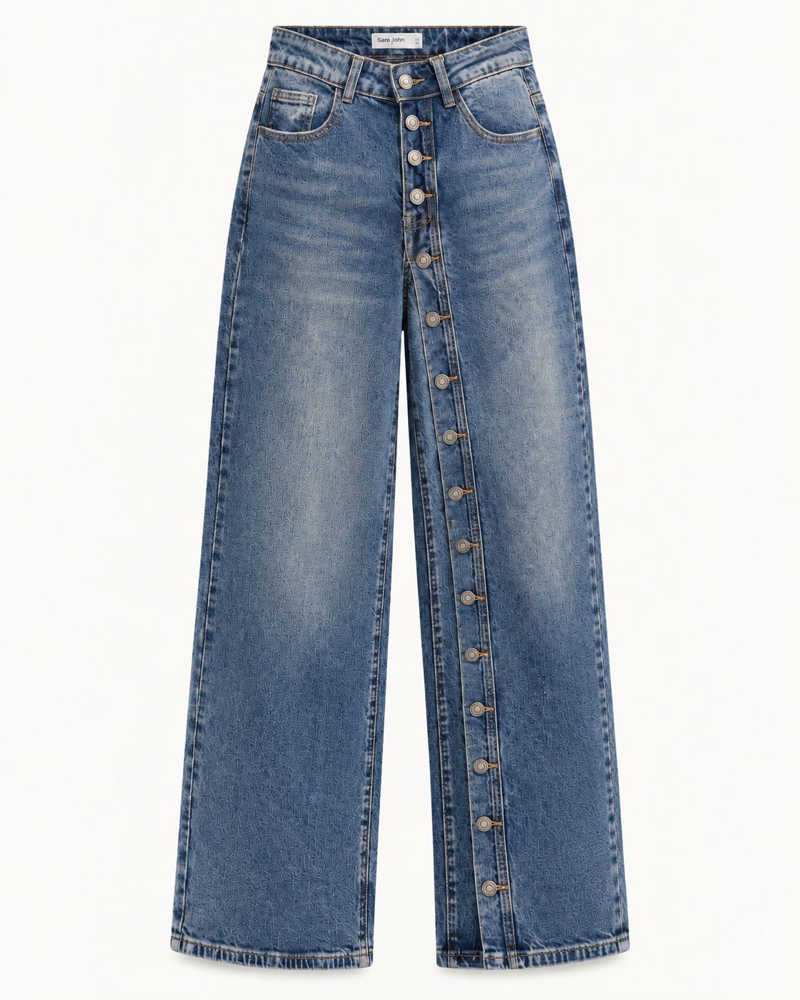 Wijde jeans met knopen over de hele pijp – dames