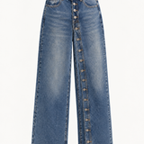 Wijde jeans met knopen over de hele pijp – dames