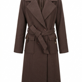 Lange Donkerbruine Trenchcoat met Ceintuur
