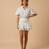 White Dress with Black Dots