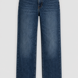 Mid Waist Straight Leg Jeans  Donkerblauw