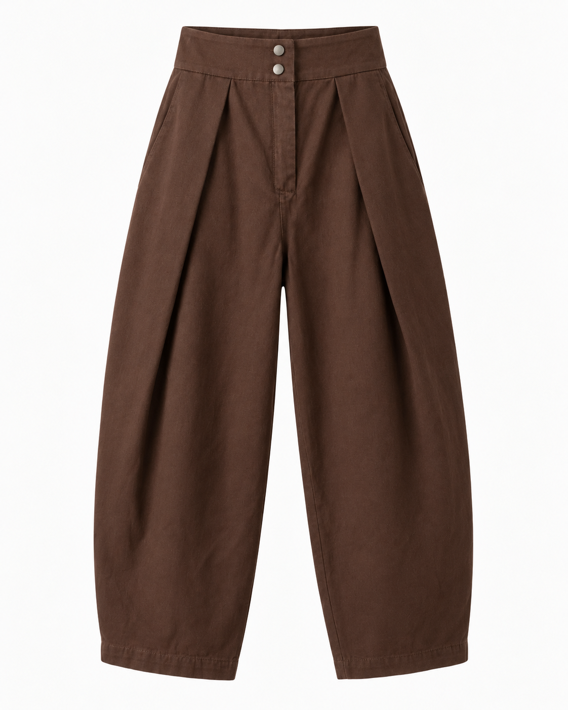 Bruine barrel broek dames – vooraanzicht