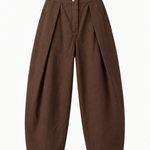 Bruine barrel broek – detail tailleband