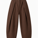 Bruine barrel broek – detail tailleband