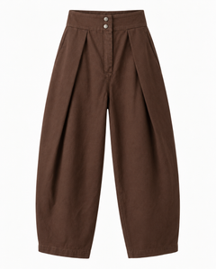 Bruine barrel broek – detail tailleband
