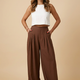 Satijn Pantalon Choco Tint - Lang Wide Leg