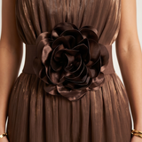 Chocolate Bloom Jumpsuit in Plissé Stof