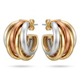 Driekleurige statement Oorbellen- Goud, Champagne, & Ivoor