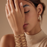Gouden Open Cuff Armband-Wave Desing