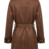 Bruine Suèdelook Blazer met Leopard Details