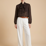Bruine transparente kanten blouse