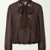 Bruine transparente kanten blouse