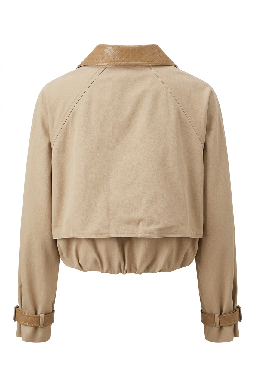 Kort damesjack met leerlook details – foto 2