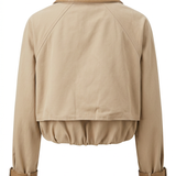 Cropped damesjack met lederlook details