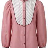 Gestreepte Blouse met Strik Bordeaux/wit