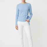 Babyblauwe Rib top met Strikdedetail