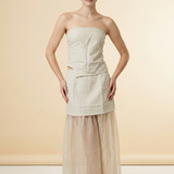 Rok en strapless top set in zand kleur