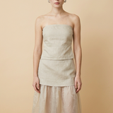 Rok en strapless top set in zand kleur