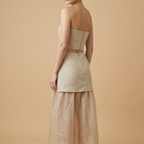 Rok en strapless top set in zand kleur