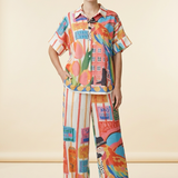 Kleurrijke Resort Set met Blouse en Pantalon