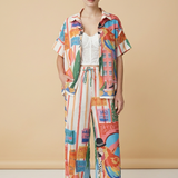 Kleurrijke Resort Set met Blouse en Pantalon
