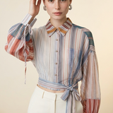 Pastel Gestreepte Wrap Blouse