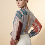 Pastel Gestreepte Wrap Blouse