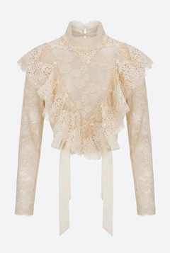 Beige Blouse met Ruches