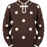 Chocolate Trui met stippen & Strikdetail