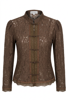 Kanten Blouse met Chinese Knoopsluiting