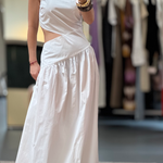 Witte lange jurk met open zijkant