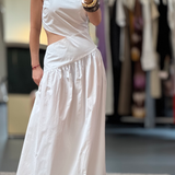 Witte lange jurk met open zijkant